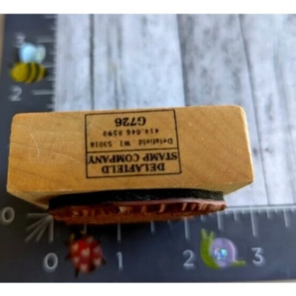 Delafield Sunflowers Bushel Hat Basket Rubber Stamp Wood #C30